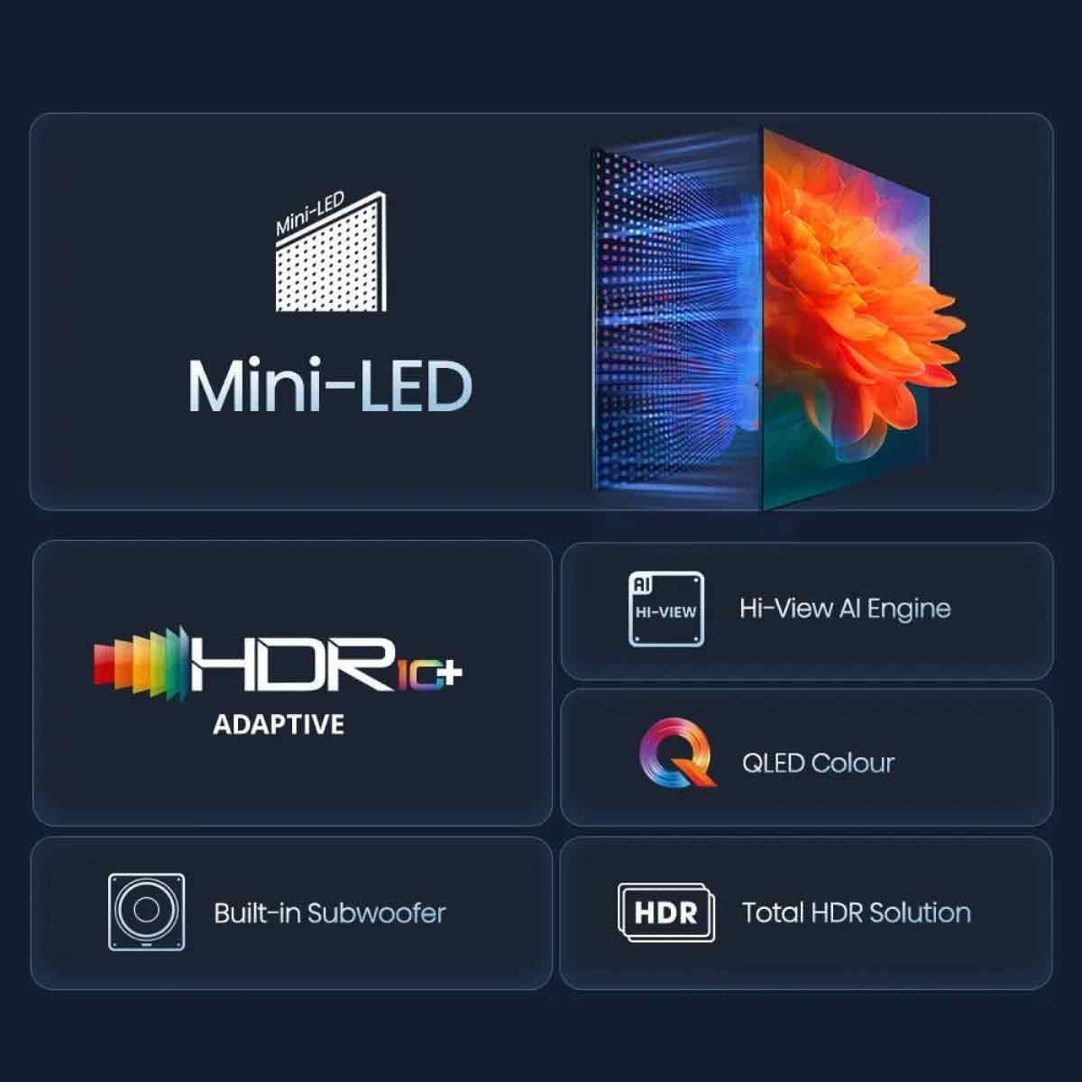 HISENSE ULED MiniLED Smart TV 4K 144Hz รุ่น 65E8Q  สมาร์ททีวี 65 นิ้ว