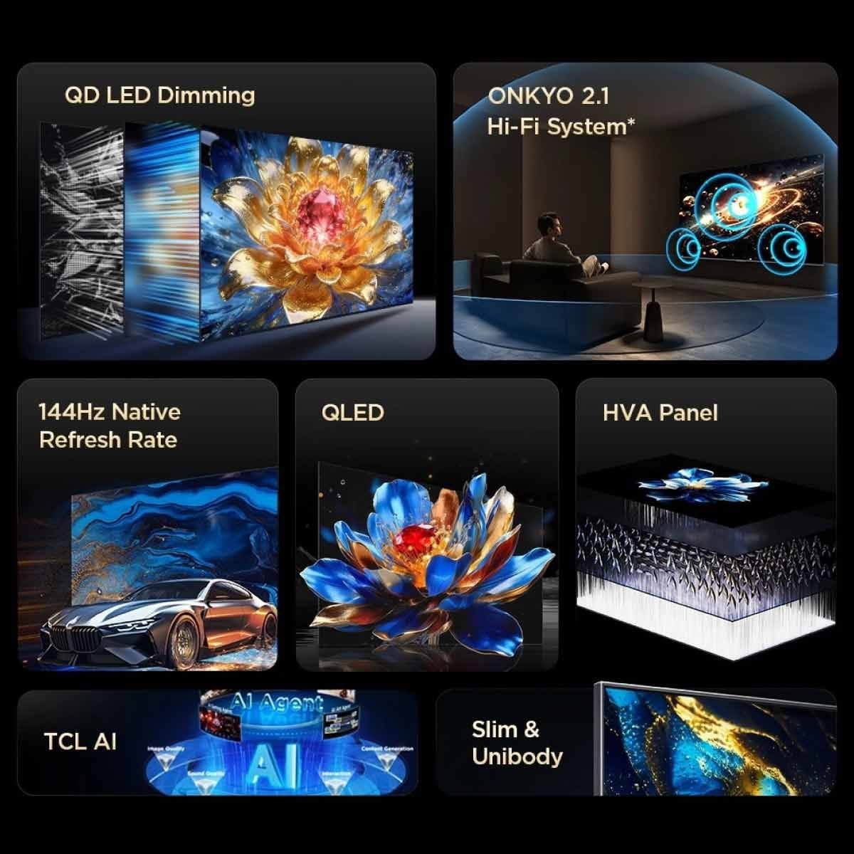 TCL QLED TV 4K Google TV AI 4K รุ่น 55T8D Smart TV ขนาด 55 นิ้ว