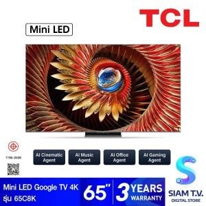 TCL Premium QD-MiniLED GOOGLE TV 4K Ultimate AI รุ่น 65C8K สมาร์ททีวี 65 นิ้ว