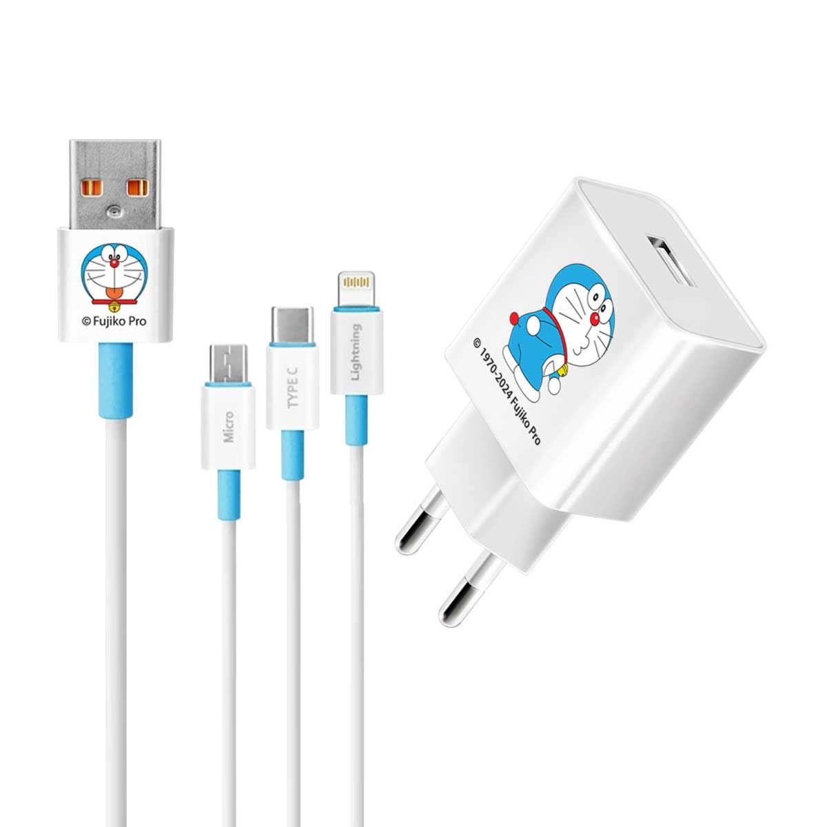 Asaki ชุดชาร์จ สาย3หัว โดราเอมอน Type-C สีขาว รุ่นA-DMC8091D