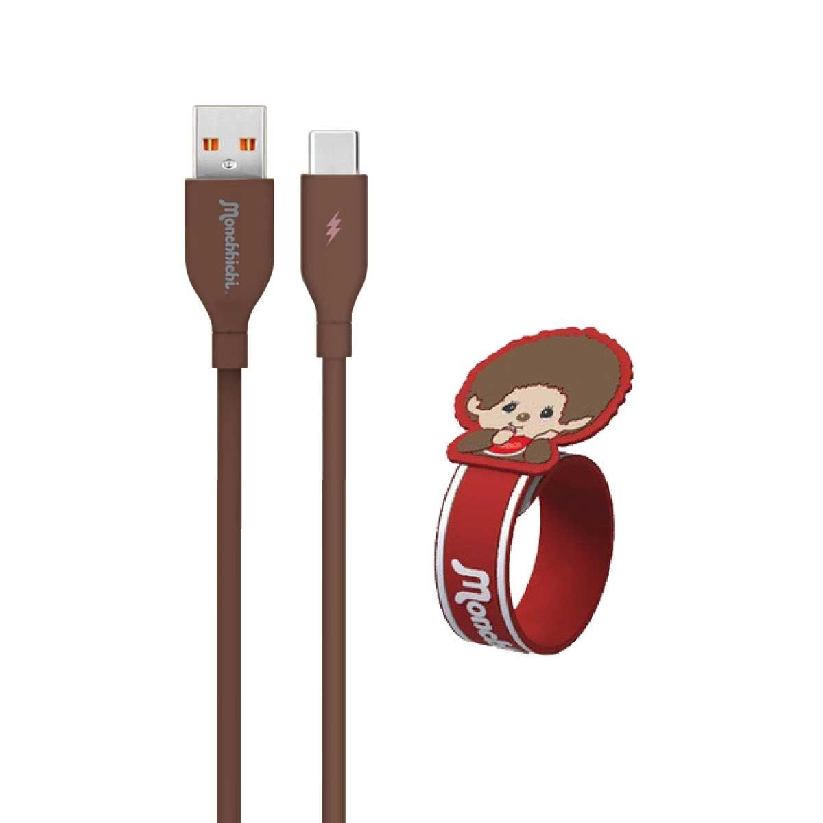 ASAKI สายชาร์จ Monchhichi Girl USB-A to Type-C รุ่น A-MCC003 (120CM) - สีน้ำตาล