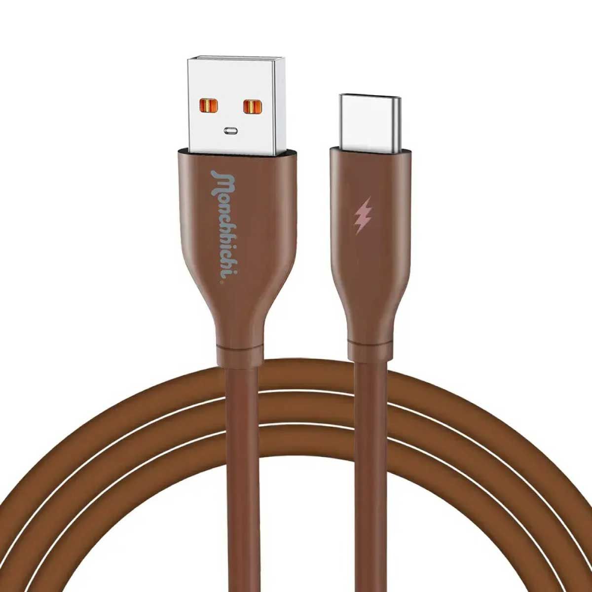 ASAKI สายชาร์จ Monchhichi Girl USB-A to Type-C รุ่น A-MCC003 (120CM) - สีน้ำตาล
