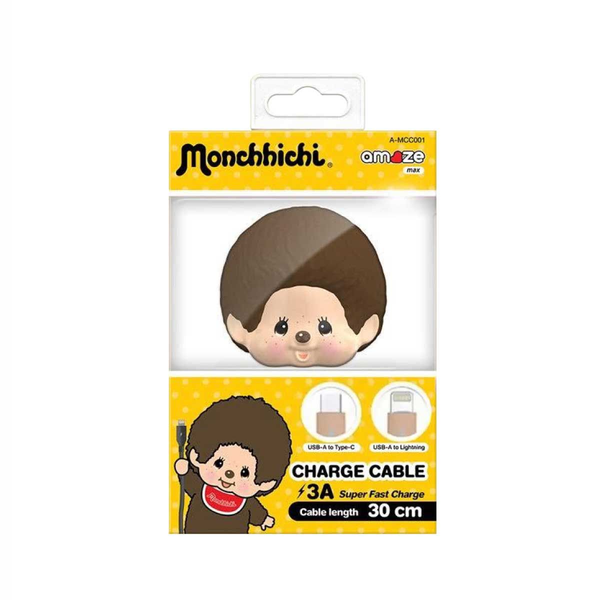 ASAKI สายชาร์จ Monchhichi USB-A to Type-C & Lightning รุ่น A-MCC001 (30CM) - สีเบจ