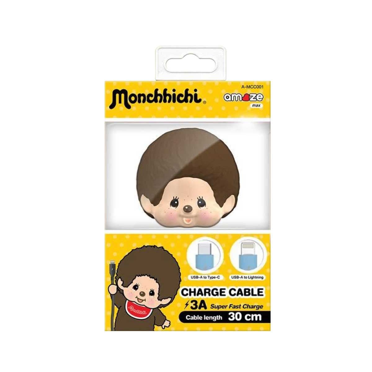 ASAKI สายชาร์จ Monchhichi USB-A to Type-C & Lightning รุ่น A-MCC001 (30CM) - สีฟ้า
