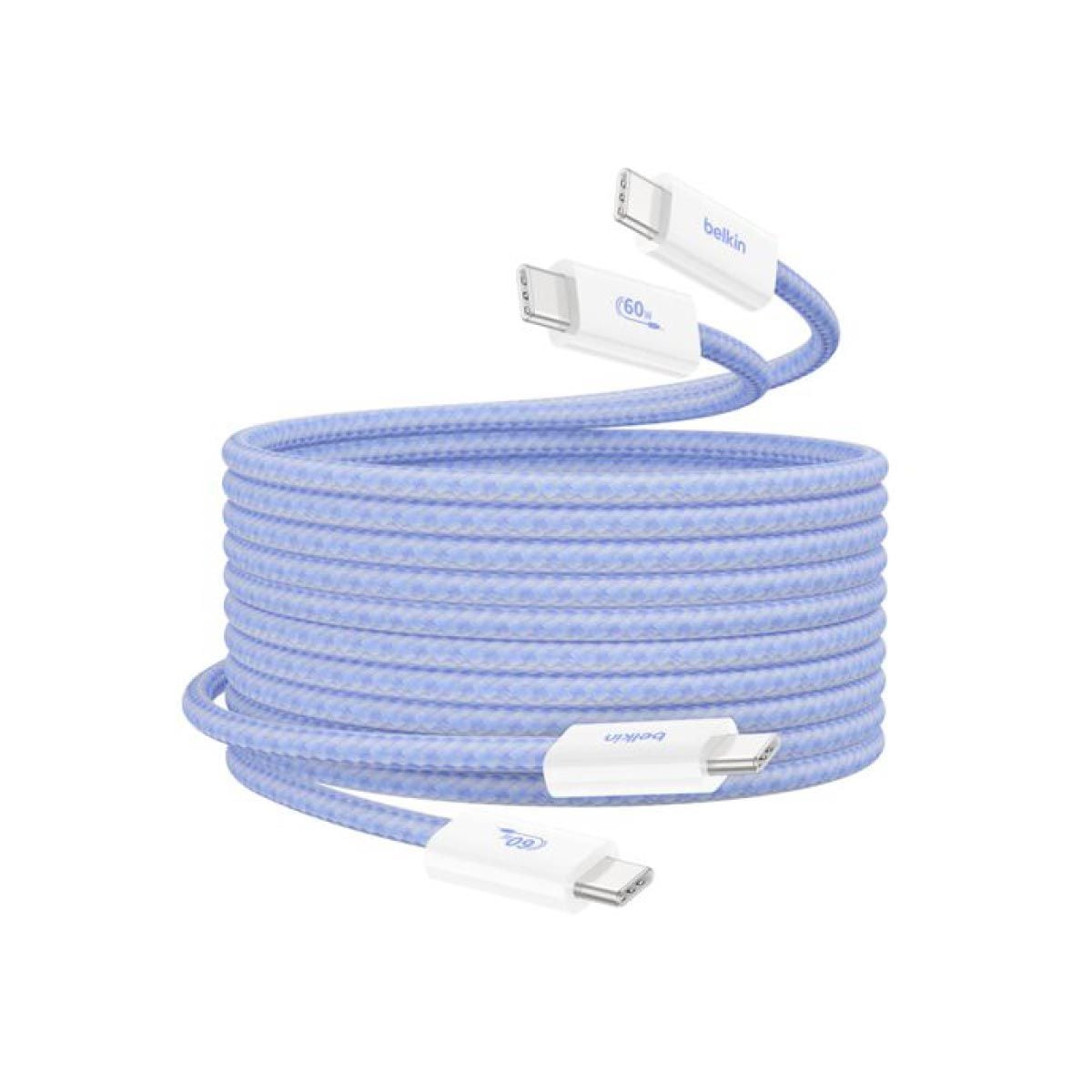 Belkin Charger Cable (สายชาร์จ) Braided Nylon BoostCharge USB-C to USB-C 60W (1.5M) - สีน้ำเงิน (2-Pack)