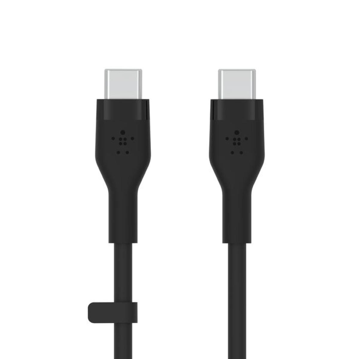 Belkin  สายชาร์จบูสท์ชาร์จ เฟล็กซ์ สาย USB-C ถึง USB-C 60W ยาว  1M  สีดำ  (BoostChargePro Flex Braided SiliconeUSB-C to C Cable 60W)