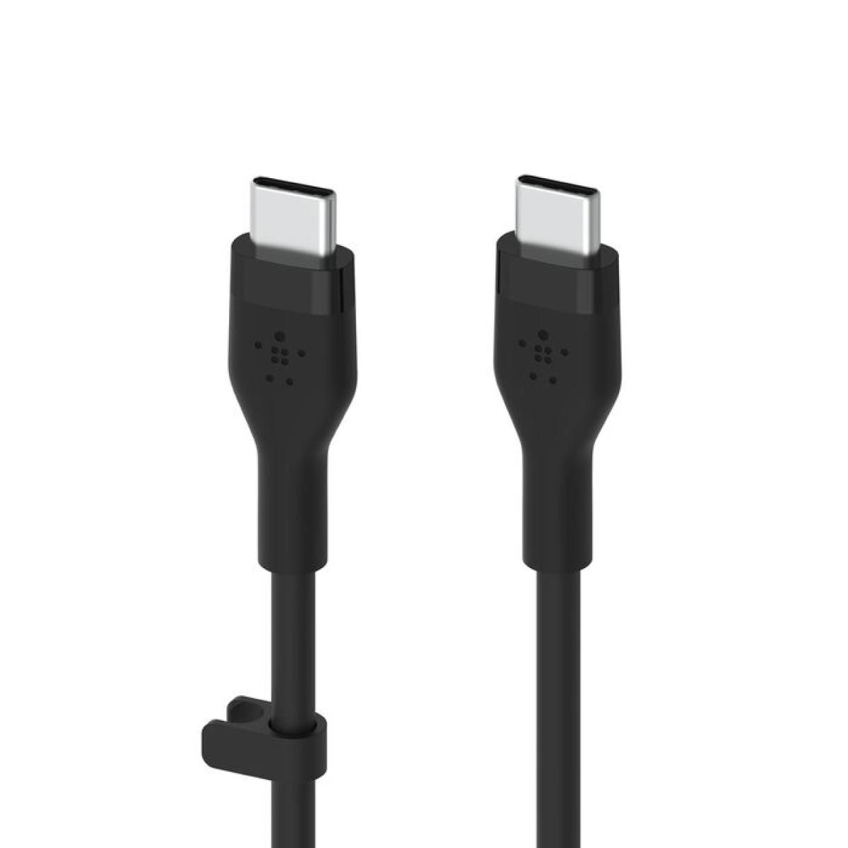 Belkin  สายชาร์จบูสท์ชาร์จ เฟล็กซ์ สาย USB-C ถึง USB-C 60W ยาว  1M  สีดำ  (BoostChargePro Flex Braided SiliconeUSB-C to C Cable 60W)