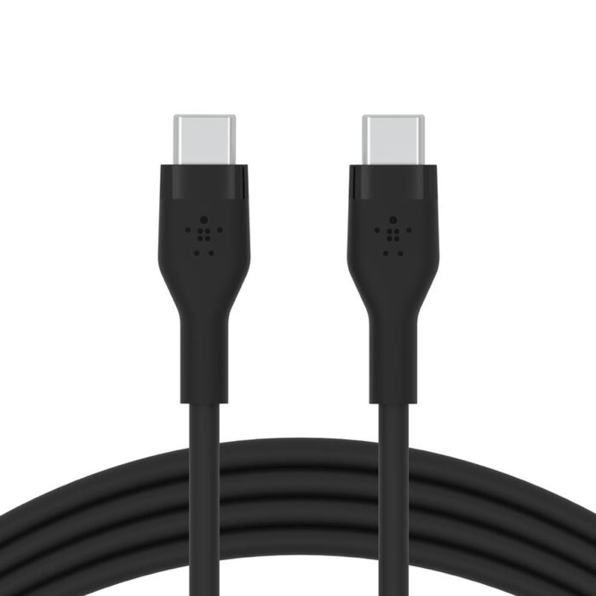 Belkin  สายชาร์จบูสท์ชาร์จ เฟล็กซ์ สาย USB-C ถึง USB-C 60W ยาว  1M  สีดำ  (BoostChargePro Flex Braided SiliconeUSB-C to C Cable 60W)