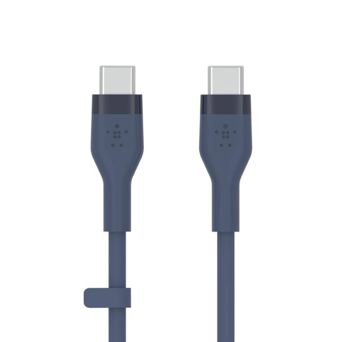 Belkin  สายชาร์จบูสท์ชาร์จ เฟล็กซ์ สาย USB-C ถึง USB-C 60W ยาว  1M  สีน้ำเงิน  (BoostChargePro Flex Braided SiliconeUSB-C to C Cable 60W)