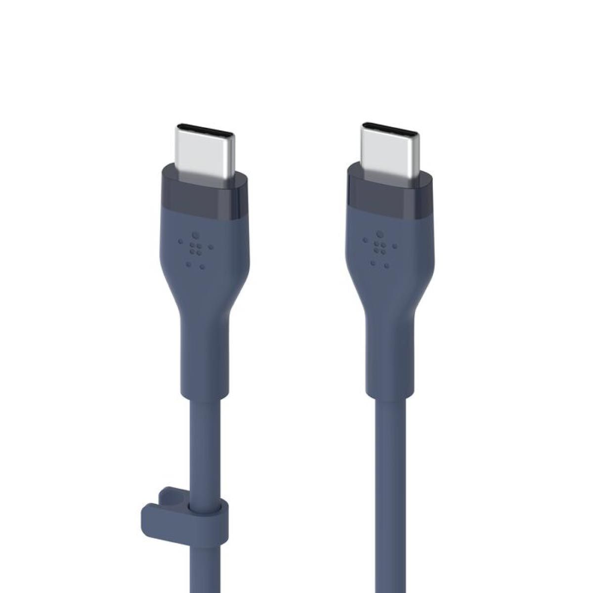 Belkin  สายชาร์จบูสท์ชาร์จ เฟล็กซ์ สาย USB-C ถึง USB-C 60W ยาว  1M  สีน้ำเงิน  (BoostChargePro Flex Braided SiliconeUSB-C to C Cable 60W)