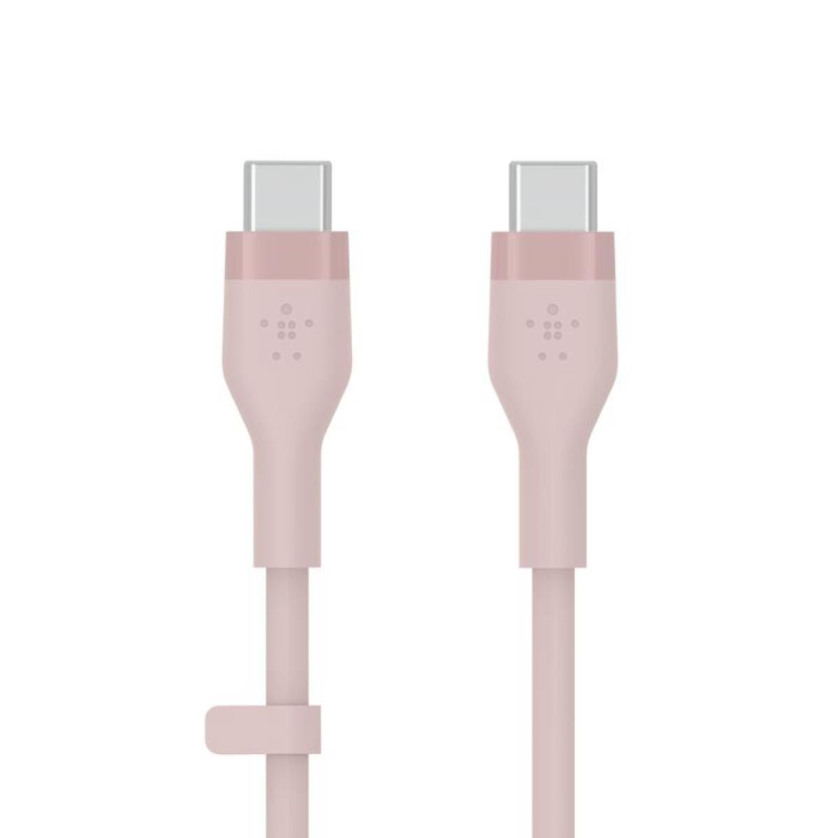 Belkin  สายชาร์จบูสท์ชาร์จ เฟล็กซ์ สาย USB-C ถึง USB-C 60W ยาว  1M  สีชมพู  (BoostChargePro Flex Braided SiliconeUSB-C to C Cable 60W)
