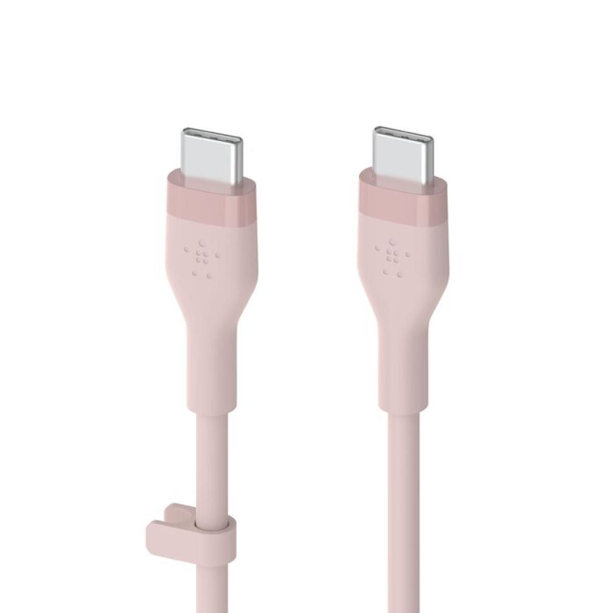 Belkin  สายชาร์จบูสท์ชาร์จ เฟล็กซ์ สาย USB-C ถึง USB-C 60W ยาว  1M  สีชมพู  (BoostChargePro Flex Braided SiliconeUSB-C to C Cable 60W)