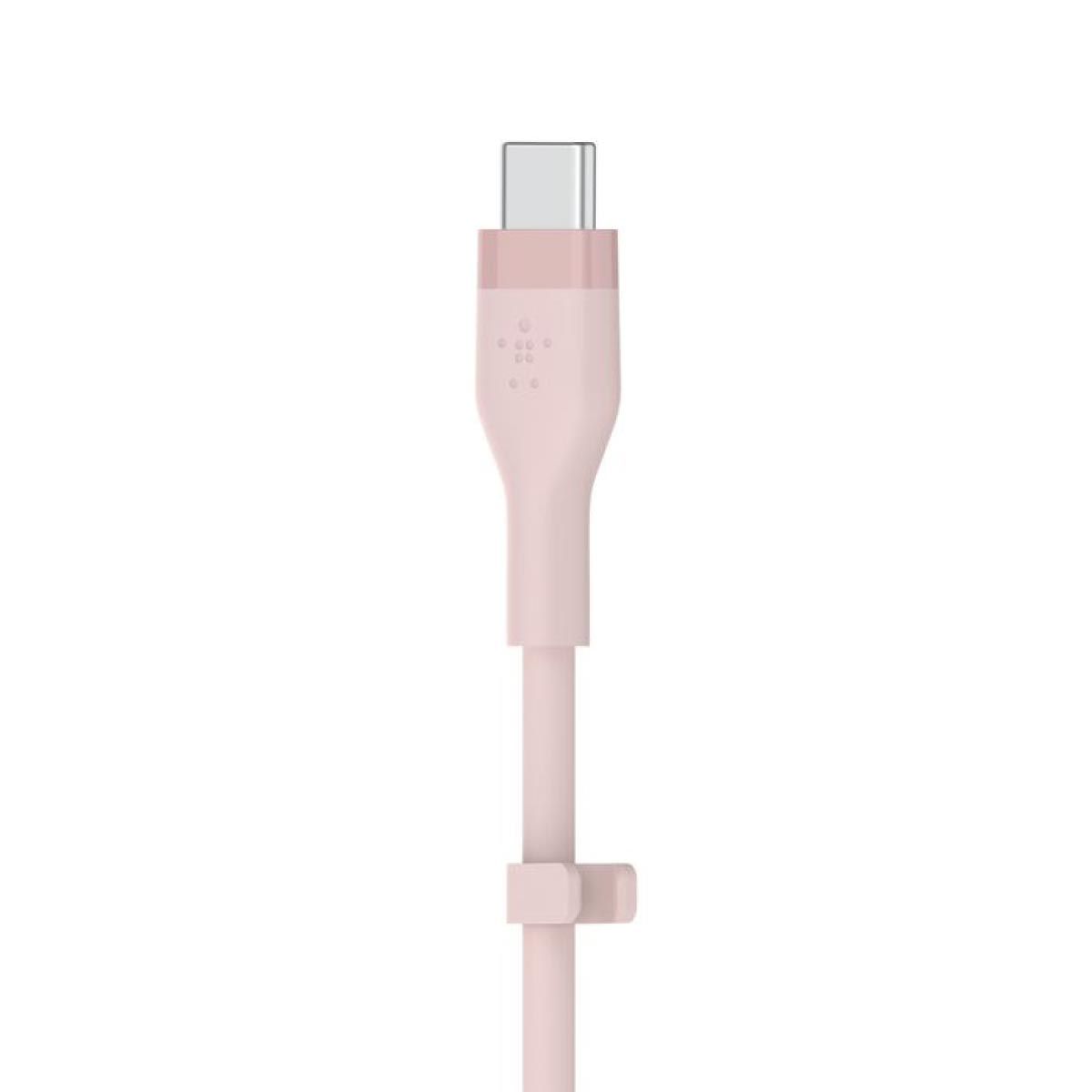 Belkin  สายชาร์จบูสท์ชาร์จ เฟล็กซ์ สาย USB-C ถึง USB-C 60W ยาว  1M  สีชมพู  (BoostChargePro Flex Braided SiliconeUSB-C to C Cable 60W)