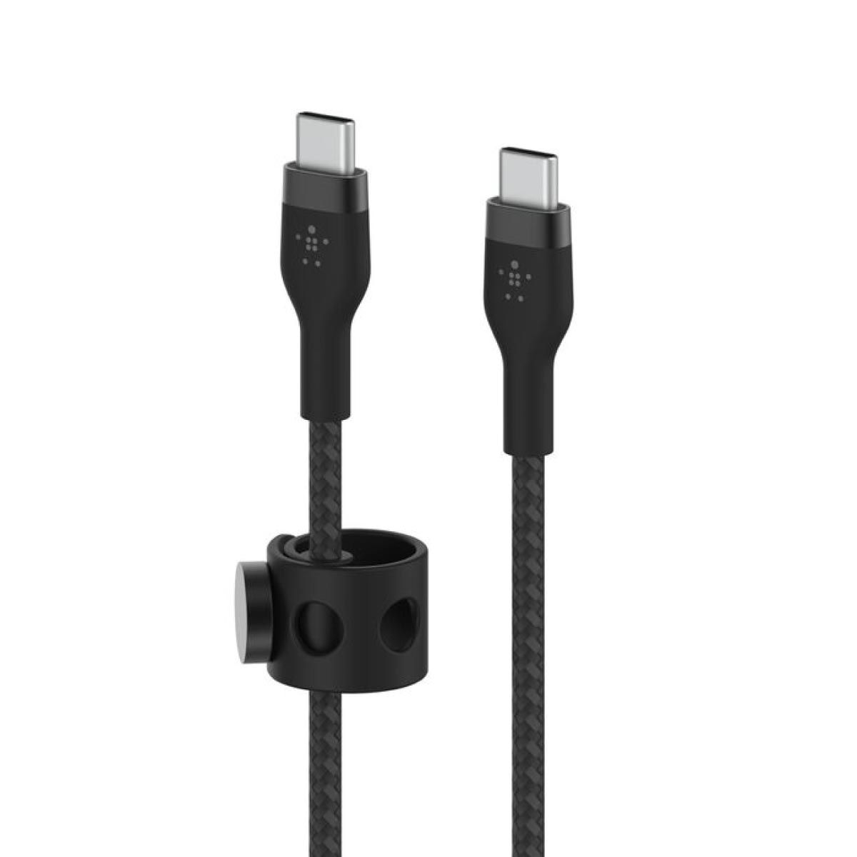 Belkin  สายชาร์จบูสท์ชาร์จ เฟล็กซ์ สาย USB-C ถึง USB-C 60W ยาว  1M  สีดำ (BoostChargePro Flex Braided SiliconeUSB-C to C Cable 60W)