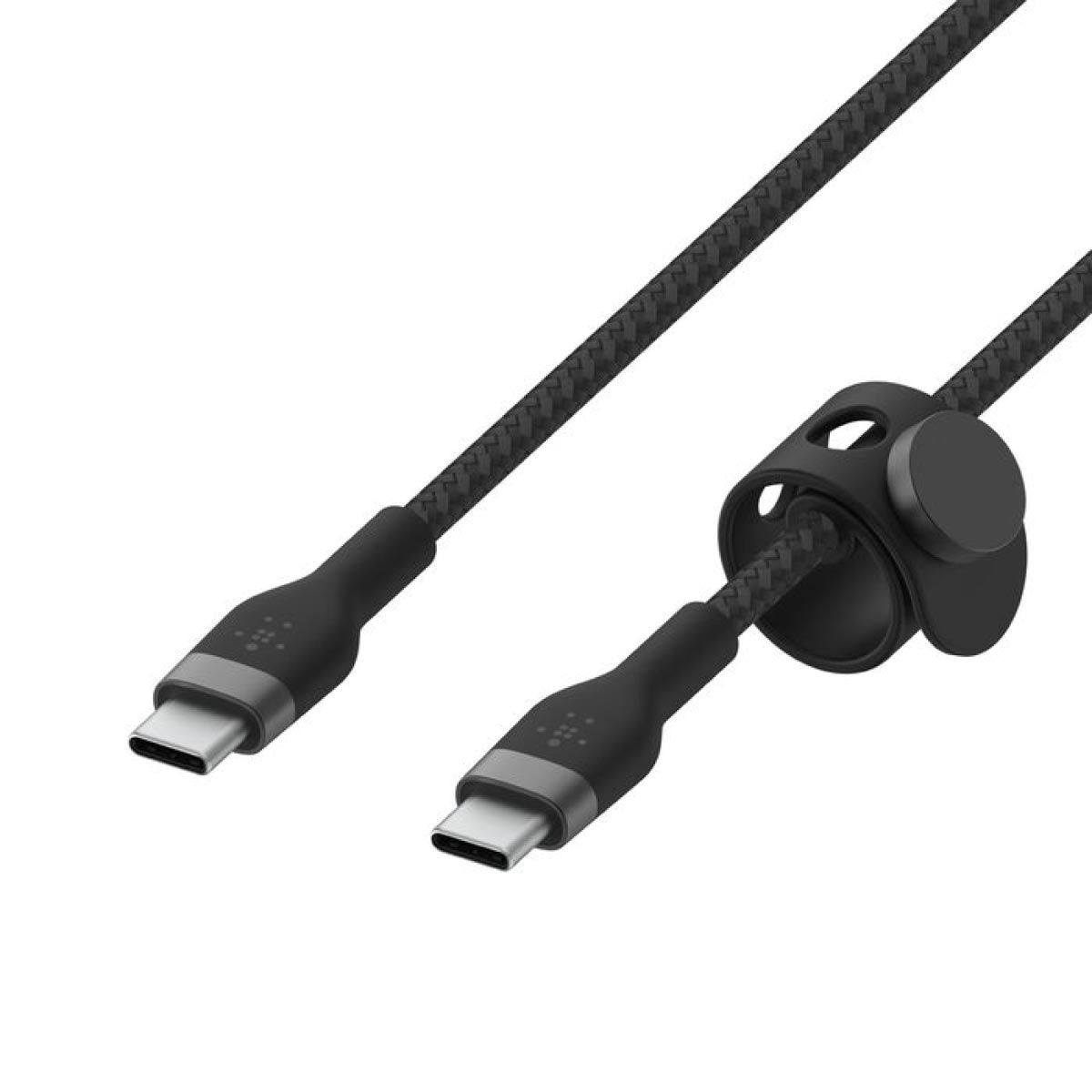 Belkin  สายชาร์จบูสท์ชาร์จ เฟล็กซ์ สาย USB-C ถึง USB-C 60W ยาว  1M  สีดำ (BoostChargePro Flex Braided SiliconeUSB-C to C Cable 60W)
