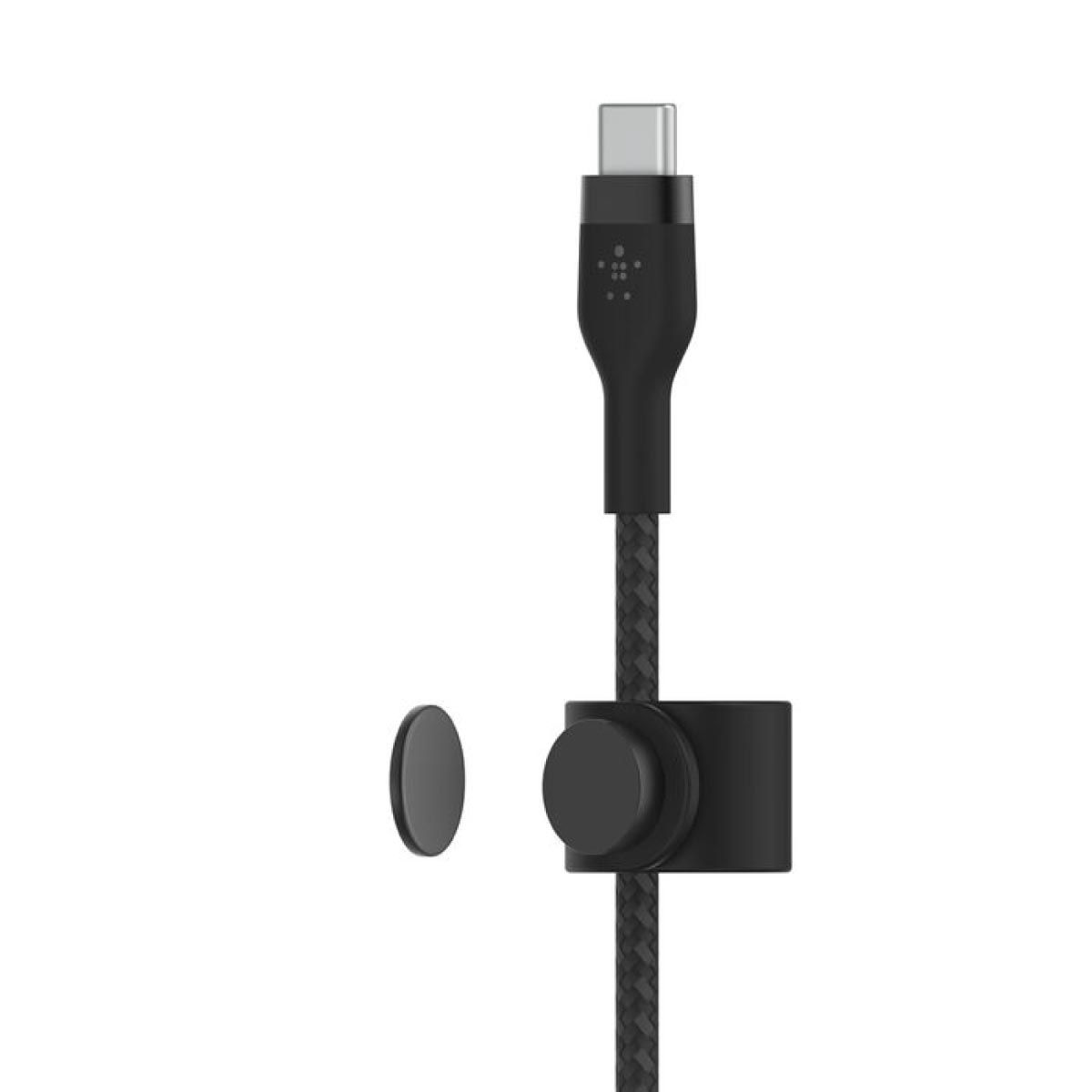 Belkin  สายชาร์จบูสท์ชาร์จ เฟล็กซ์ สาย USB-C ถึง USB-C 60W ยาว  1M  สีดำ (BoostChargePro Flex Braided SiliconeUSB-C to C Cable 60W)