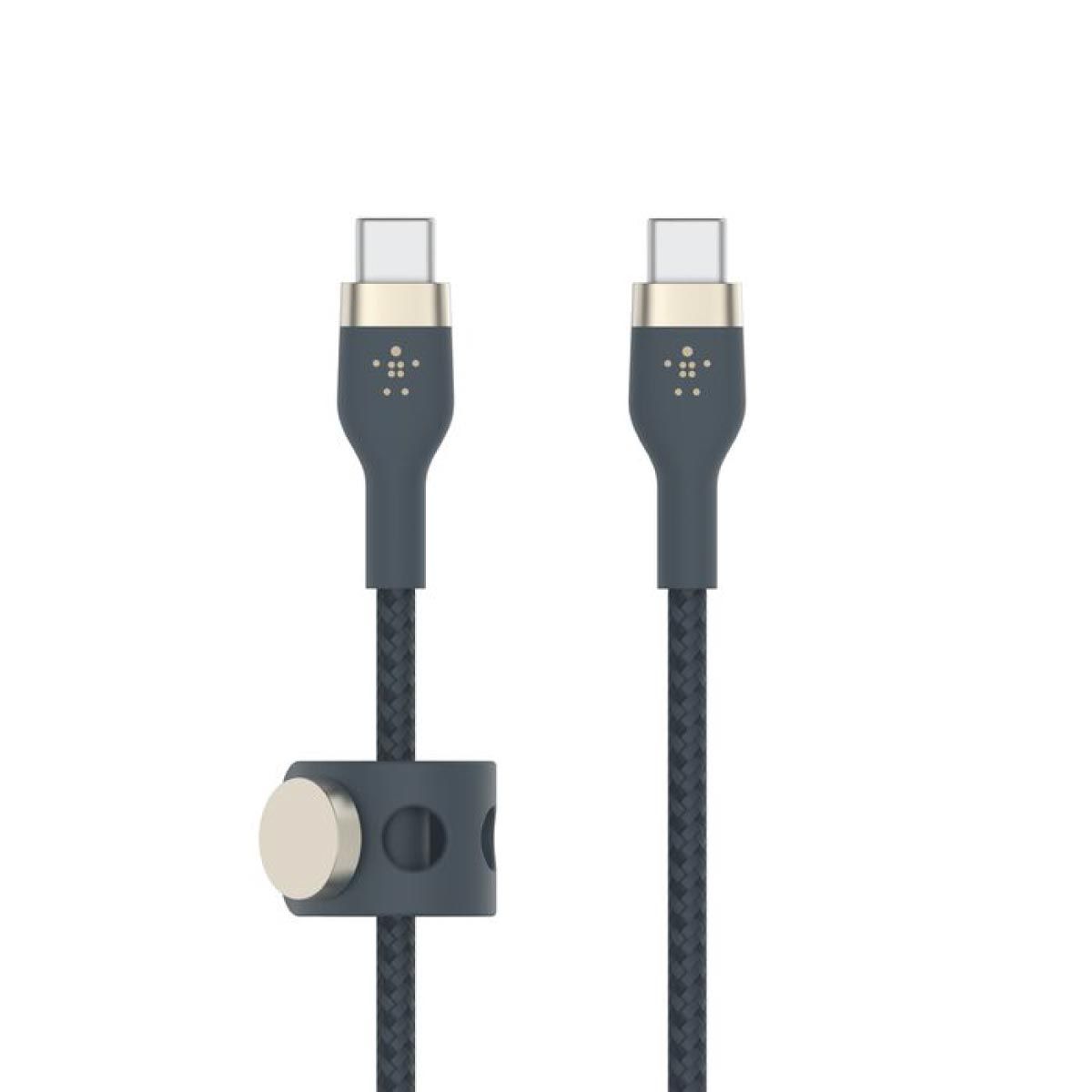 Belkin  สายชาร์จบูสท์ชาร์จ เฟล็กซ์ สาย USB-C ถึง USB-C 60W ยาว  1M  สีน้ำเงิน  (BoostChargePro Flex Braided SiliconeUSB-C to C Cable 60W)
