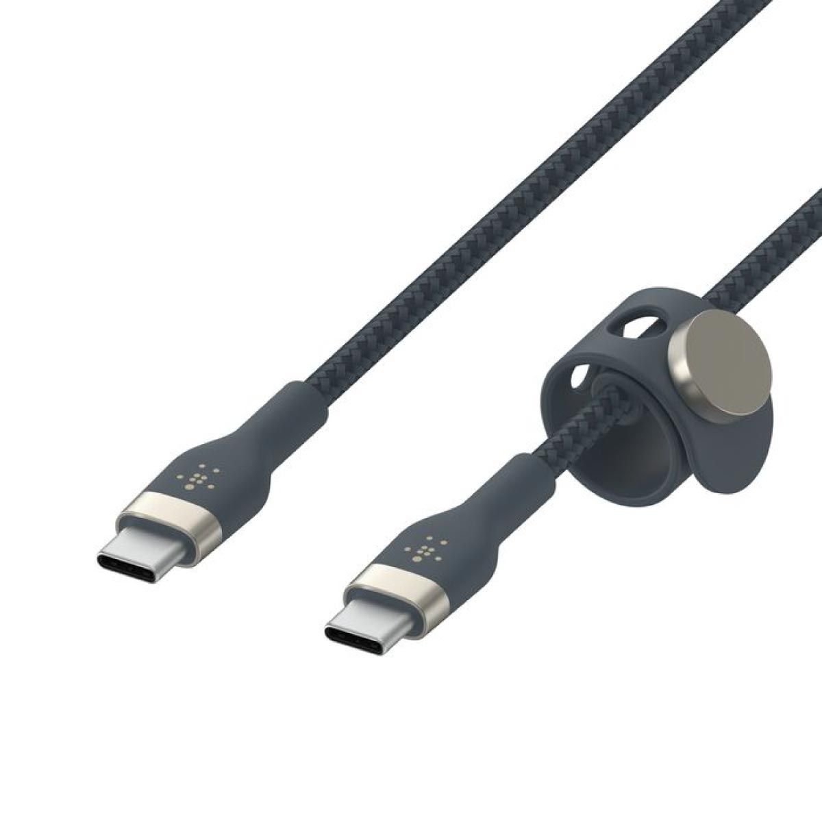 Belkin  สายชาร์จบูสท์ชาร์จ เฟล็กซ์ สาย USB-C ถึง USB-C 60W ยาว  1M  สีน้ำเงิน  (BoostChargePro Flex Braided SiliconeUSB-C to C Cable 60W)