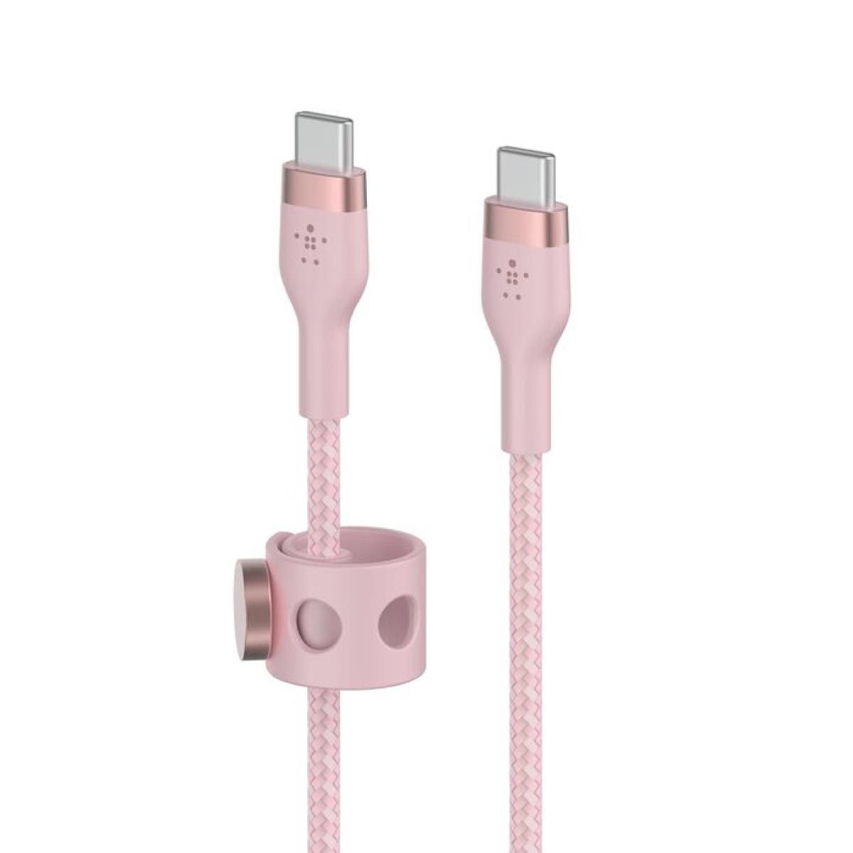 Belkin  สายชาร์จบูสท์ชาร์จ เฟล็กซ์ สาย USB-C ถึง USB-C 60W ยาว  1M  สีชมพู  (BoostChargePro Flex Braided SiliconeUSB-C to C Cable 60W)