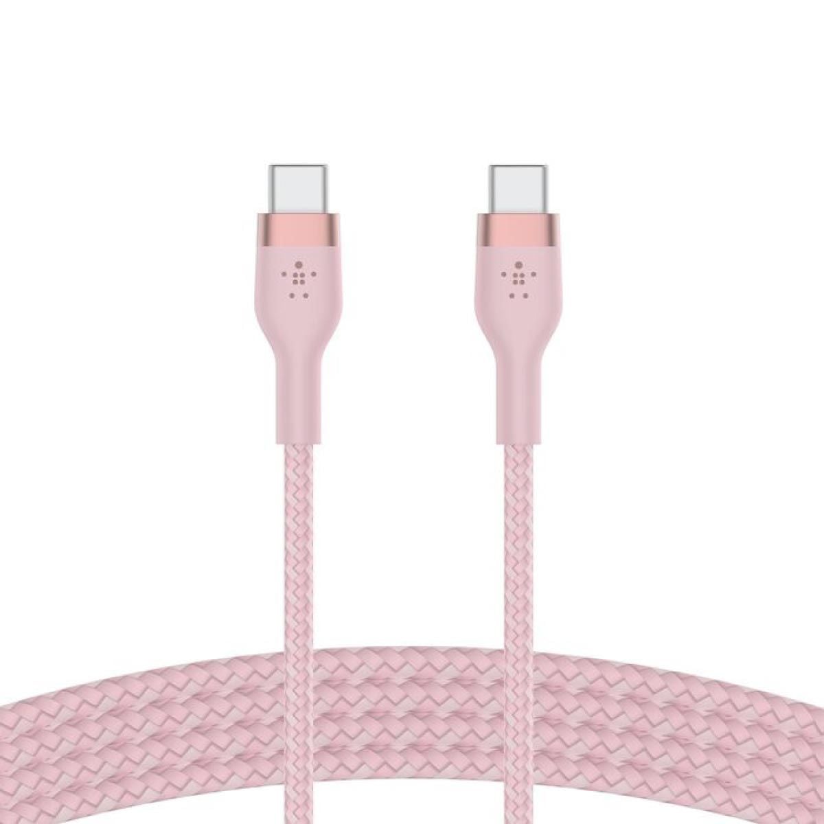 Belkin  สายชาร์จบูสท์ชาร์จ เฟล็กซ์ สาย USB-C ถึง USB-C 60W ยาว  1M  สีชมพู  (BoostChargePro Flex Braided SiliconeUSB-C to C Cable 60W)