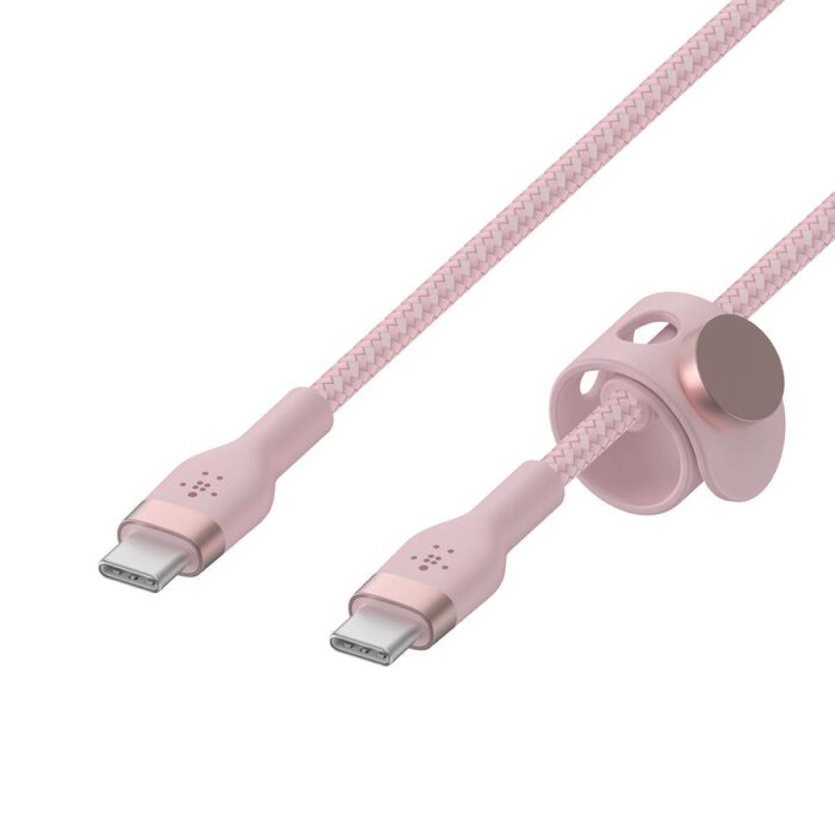 Belkin  สายชาร์จบูสท์ชาร์จ เฟล็กซ์ สาย USB-C ถึง USB-C 60W ยาว  1M  สีชมพู  (BoostChargePro Flex Braided SiliconeUSB-C to C Cable 60W)