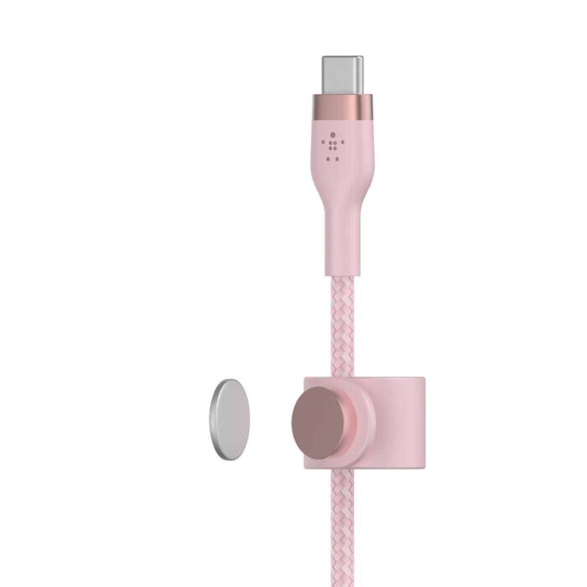 Belkin  สายชาร์จบูสท์ชาร์จ เฟล็กซ์ สาย USB-C ถึง USB-C 60W ยาว  1M  สีชมพู  (BoostChargePro Flex Braided SiliconeUSB-C to C Cable 60W)