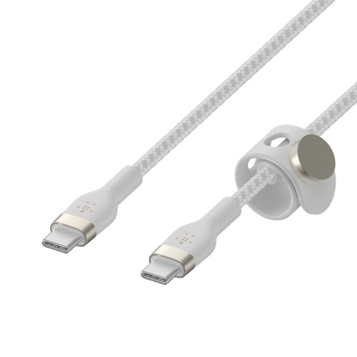 Belkin  สายชาร์จบูสท์ชาร์จ เฟล็กซ์ สาย USB-C ถึง USB-C 60W ยาว  1M  สีขาว  (BoostChargePro Flex Braided SiliconeUSB-C to C Cable 60W)
