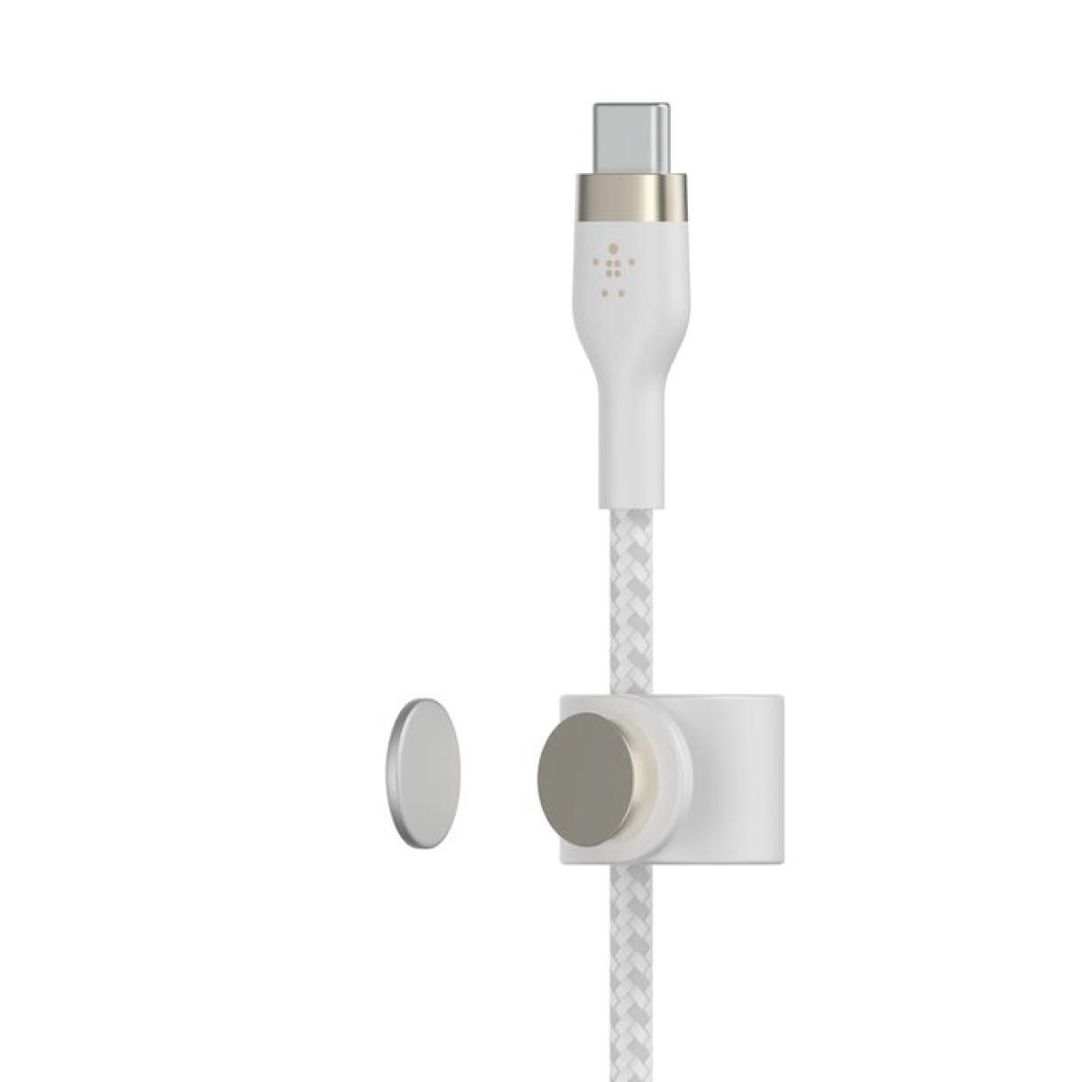 Belkin  สายชาร์จบูสท์ชาร์จ เฟล็กซ์ สาย USB-C ถึง USB-C 60W ยาว  1M  สีขาว  (BoostChargePro Flex Braided SiliconeUSB-C to C Cable 60W)