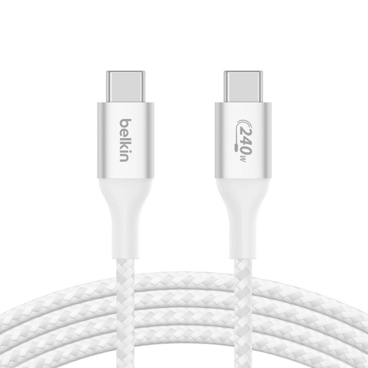 Belkin สายชาร์จ BoostCharge USB-C to C PD 3.1 Cable 240W  ยาว 1M สีขาว สายไนลอนถักสองชั้น