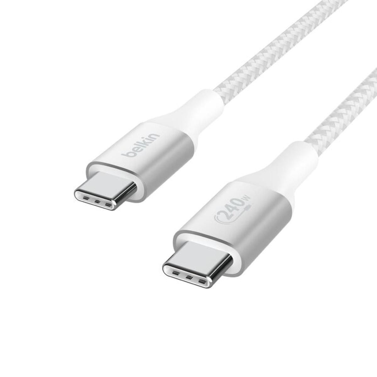 Belkin สายชาร์จ BoostCharge USB-C to C PD 3.1 Cable 240W  ยาว 1M สีขาว สายไนลอนถักสองชั้น