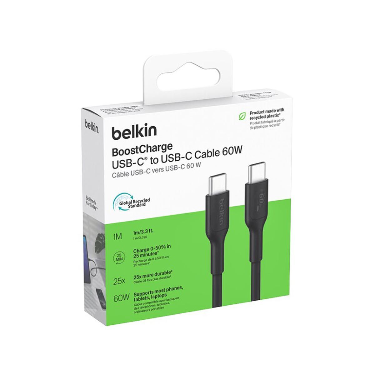 Belkin Charger Cable (สายชาร์จ) BoostCharge USB-C to USB-C 60W (1M) - สีดำ