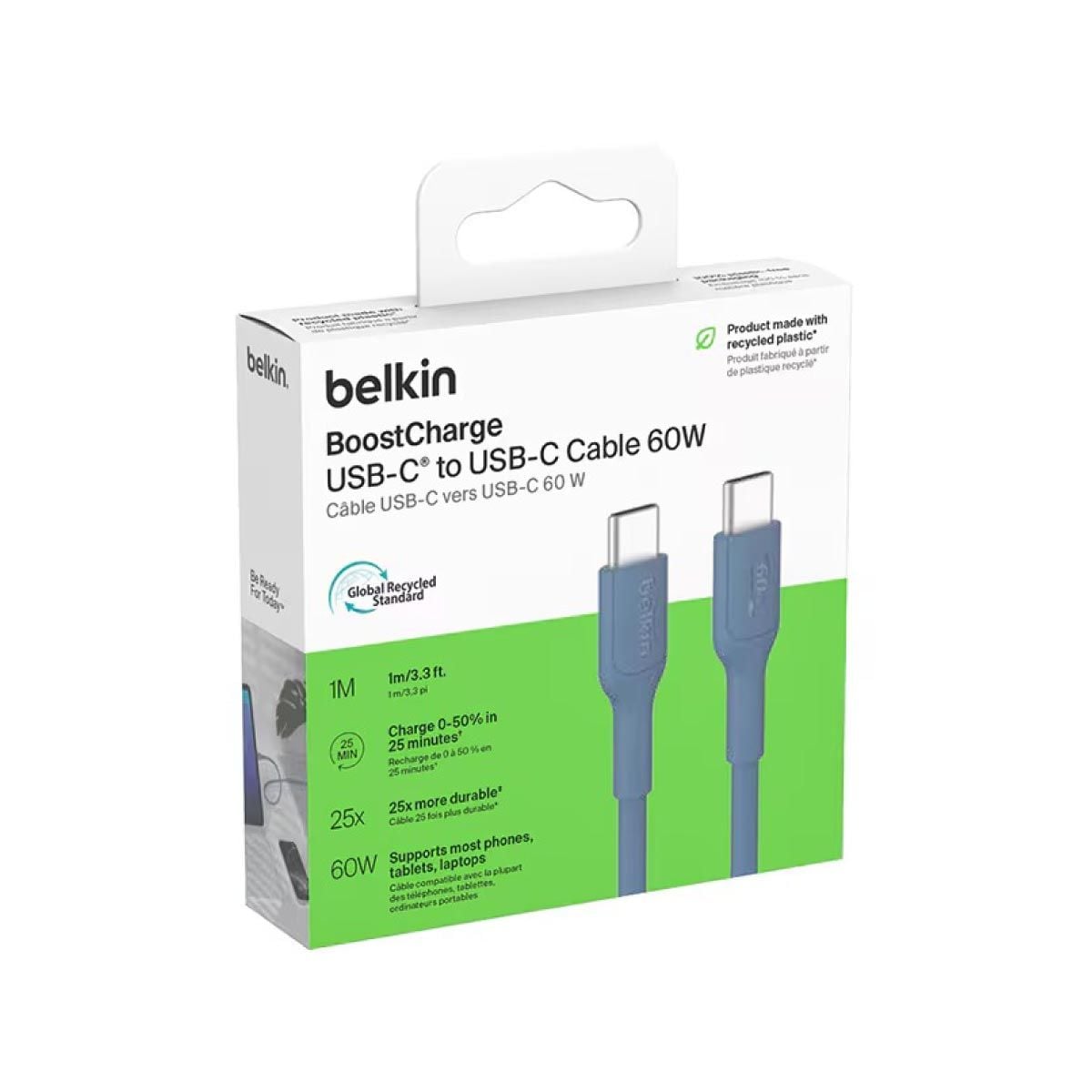 Belkin Charger Cable (สายชาร์จ) BoostCharge USB-C to USB-C 60W (1M) - สีน้ำเงิน