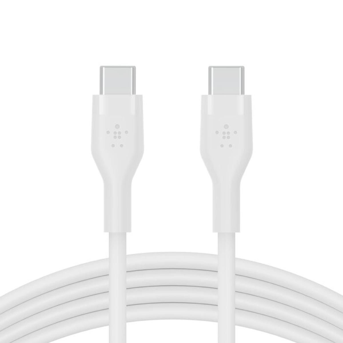 Belkin  สายชาร์จบูสท์ชาร์จ เฟล็กซ์ สาย USB-C ถึง USB-C 60W ยาว  1M  สีขาว  (BoostChargePro Flex Braided SiliconeUSB-C to C Cable 60W)
