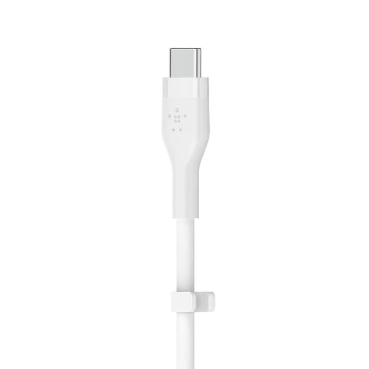 Belkin  สายชาร์จบูสท์ชาร์จ เฟล็กซ์ สาย USB-C ถึง USB-C 60W ยาว  1M  สีขาว  (BoostChargePro Flex Braided SiliconeUSB-C to C Cable 60W)