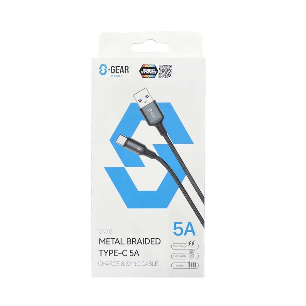 S-GEAR R2 Metal Braied Tpye-C 5A(A to C )Charge Sync Cable1M Black