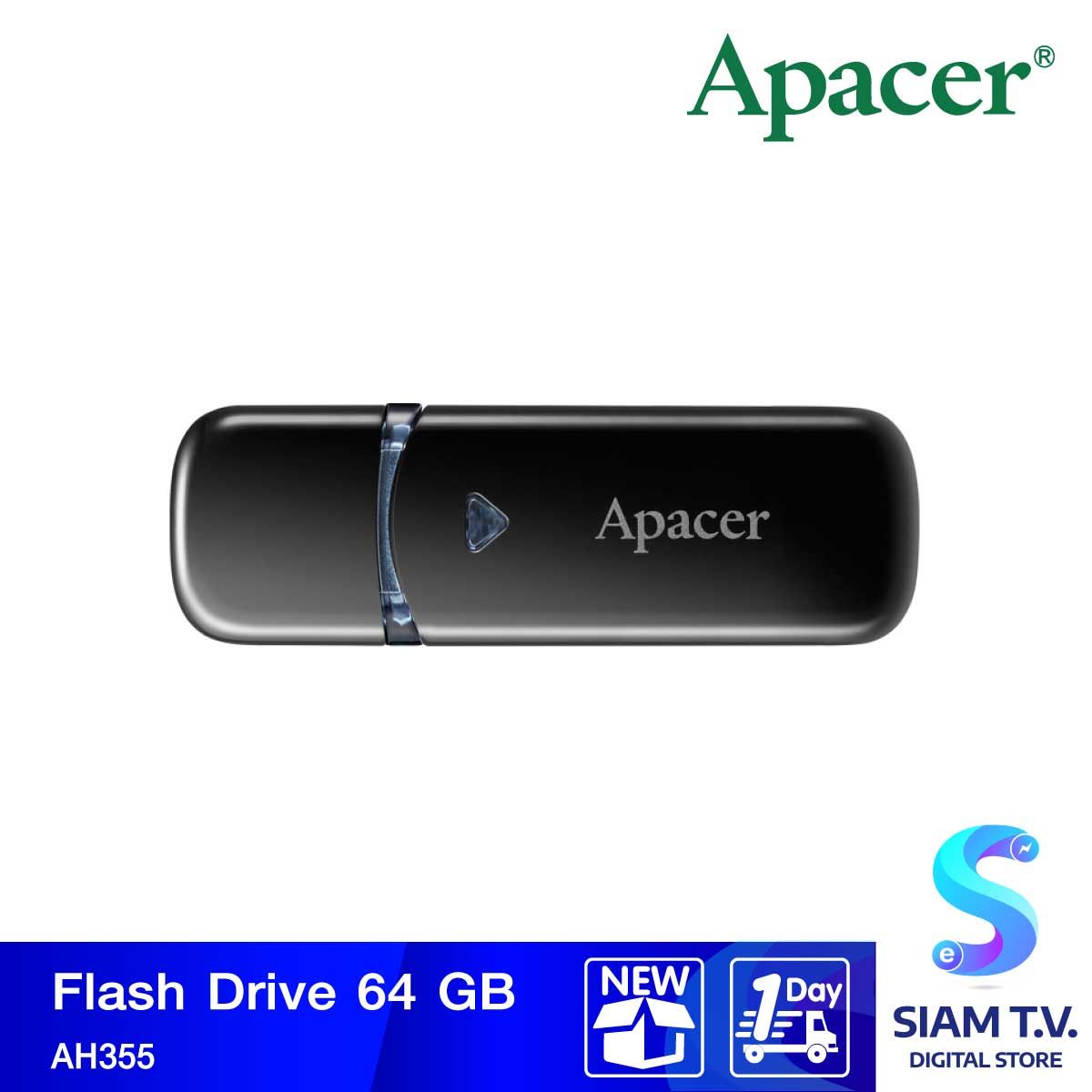 FLASH DRIVE 64 GB (แฟลชไดร์ฟ) APACER AH355 (BLACK)