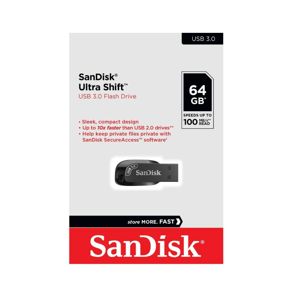 FLASH DRIVE 128 GB (แฟลชไดร์ฟ) SANDISK ULTRA SHIFT USB 3.2 GEN 1 (BLACK)