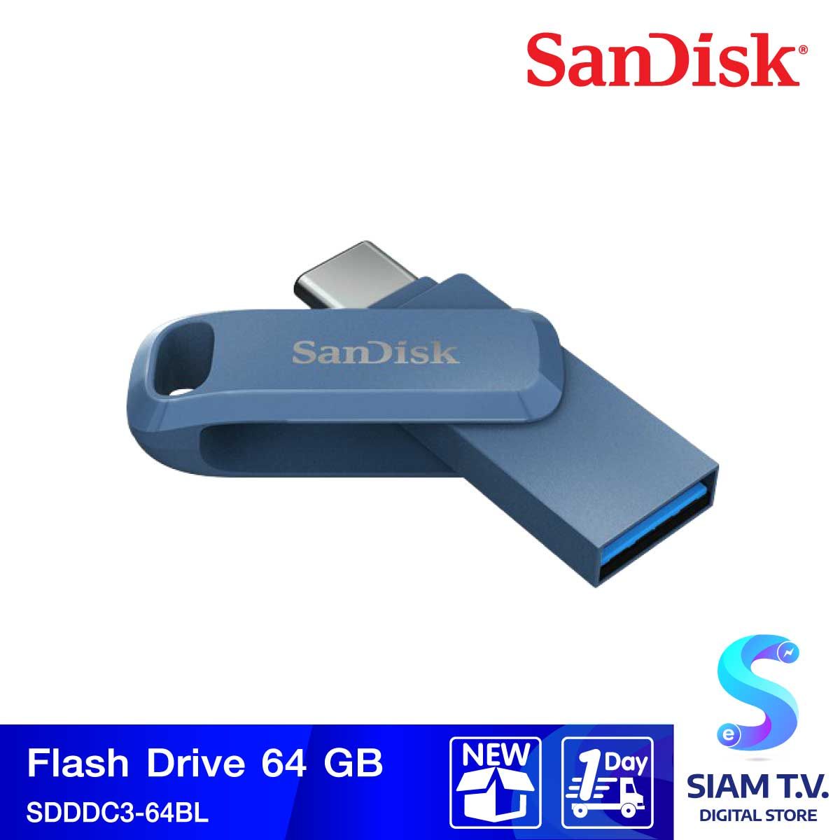 64 GB FLASH DRIVE (แฟลชไดร์ฟ) SANDISK ULTRA DUAL DRIVE GO (SDDDC3-064G-G46NB)