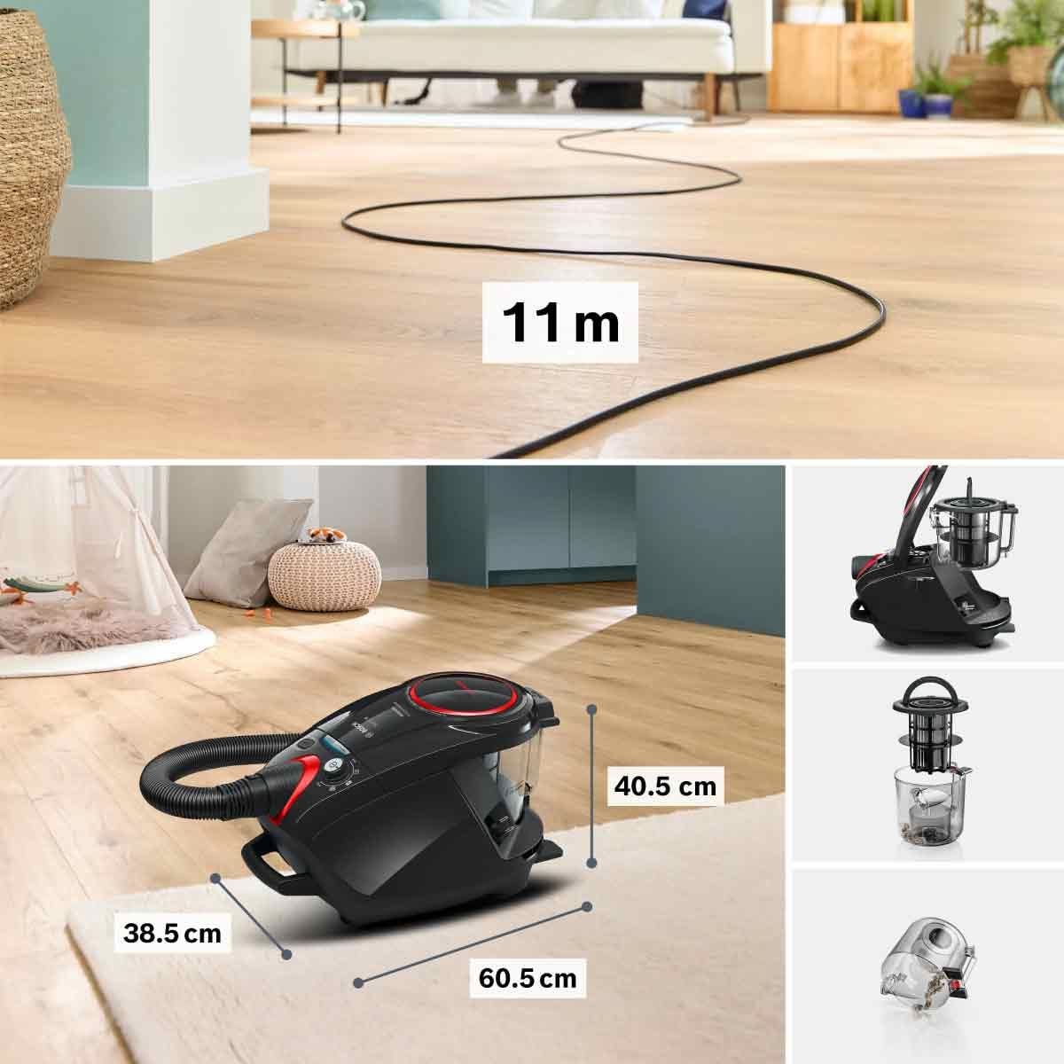 BOSCH เครื่องดูดฝุ่น 800W Series8 สีดำ รุ่น BGS7POW2