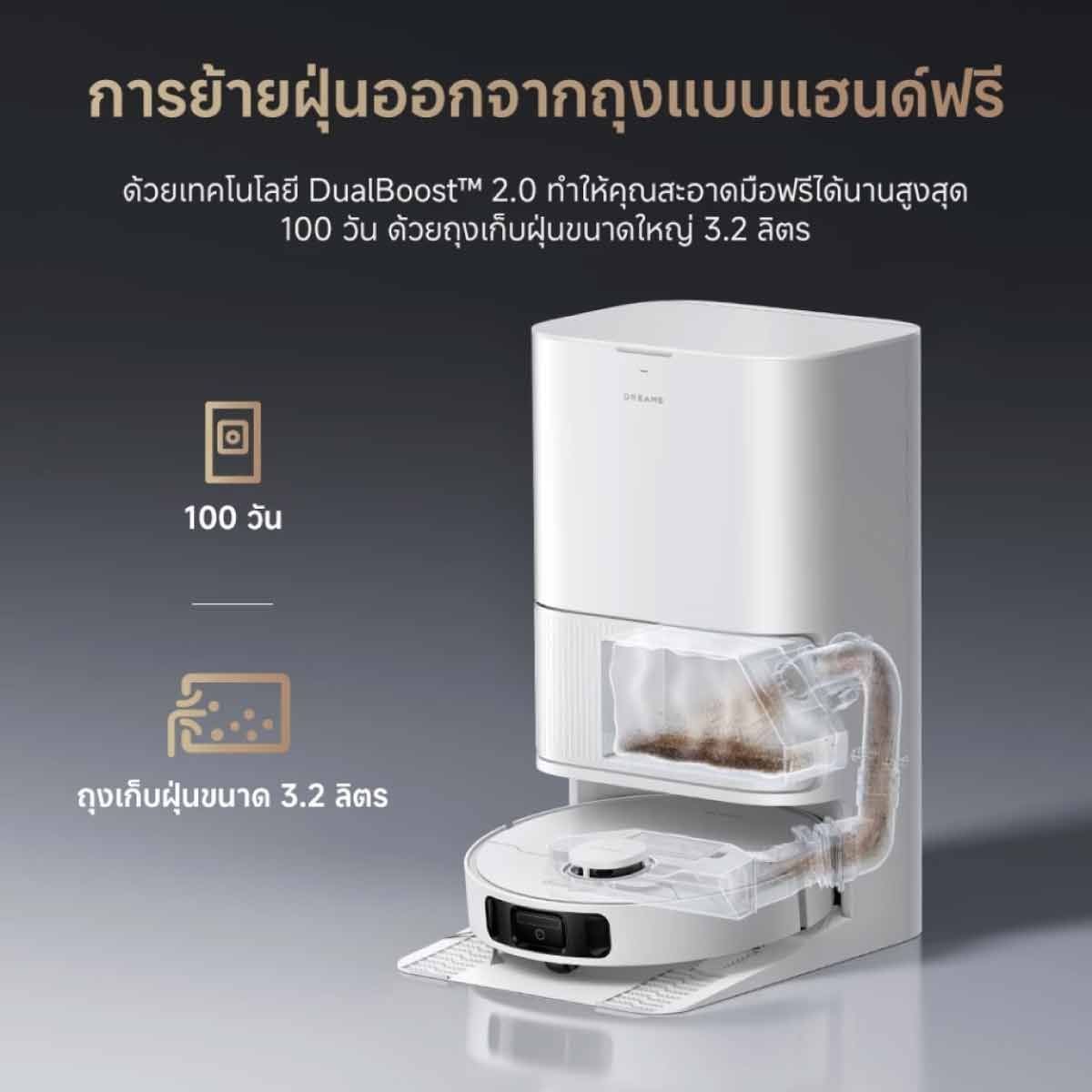 Dreame เครื่องดูดฝุ่นหุ่นยนต์+ถูพื้นDREAME แรงดูด13000Pa รุ่น D20 ULTRA