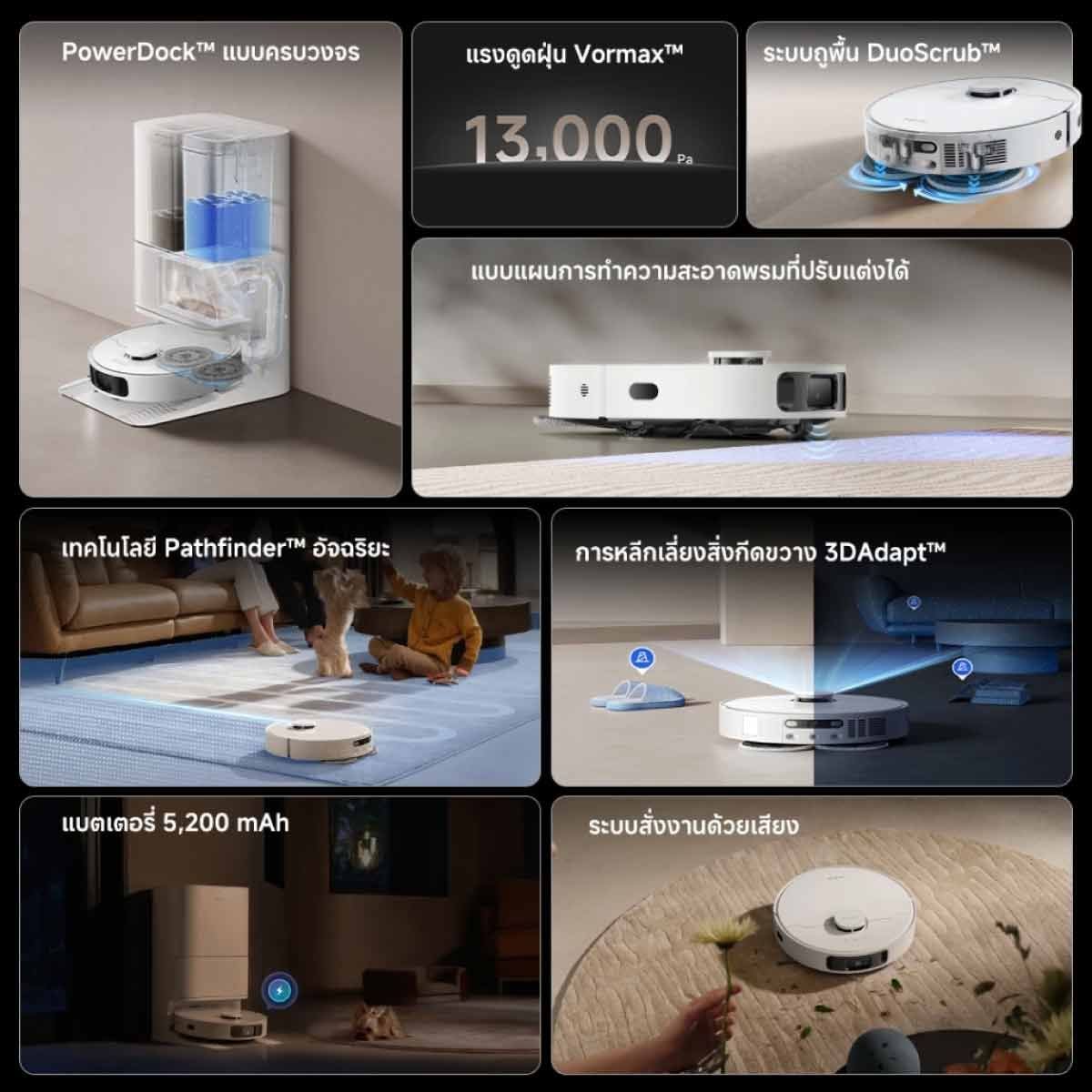 Dreame เครื่องดูดฝุ่นหุ่นยนต์+ถูพื้นDREAME แรงดูด13000Pa รุ่น D20 ULTRA