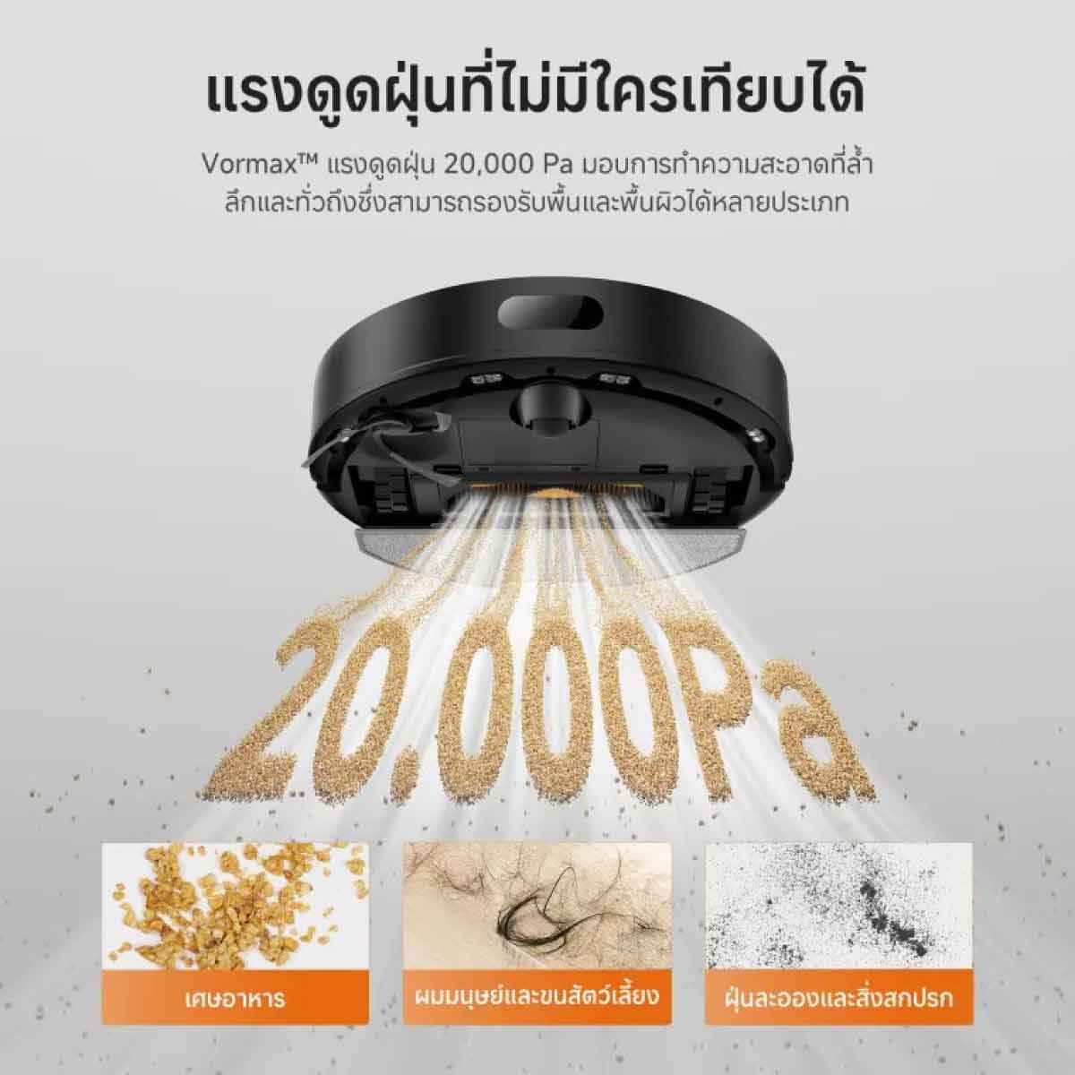 Dreame เครื่องดูดฝุ่นหุ่นยนต์+ถูพื้น แรงดูด20,000Pa รุ่น F20 Black