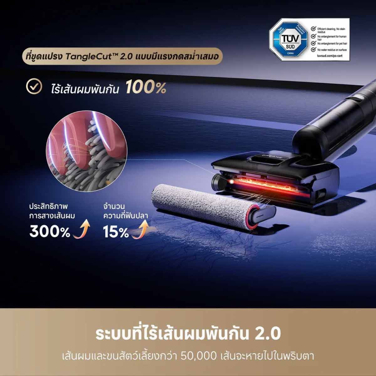 DREAME  เครื่องดูดฝุ่น-ถูพื้น DREAMEล้างน้ำร้อน100องศา แรงดูด23000Pa รุ่นH15ProFoamWash