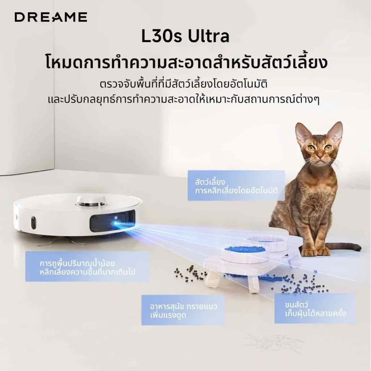 DREAME เครื่องดูดฝุ่นหุ่นยนต์-ถูพื้น แรงดูด 11000Pa รุ่น L30s Ultra