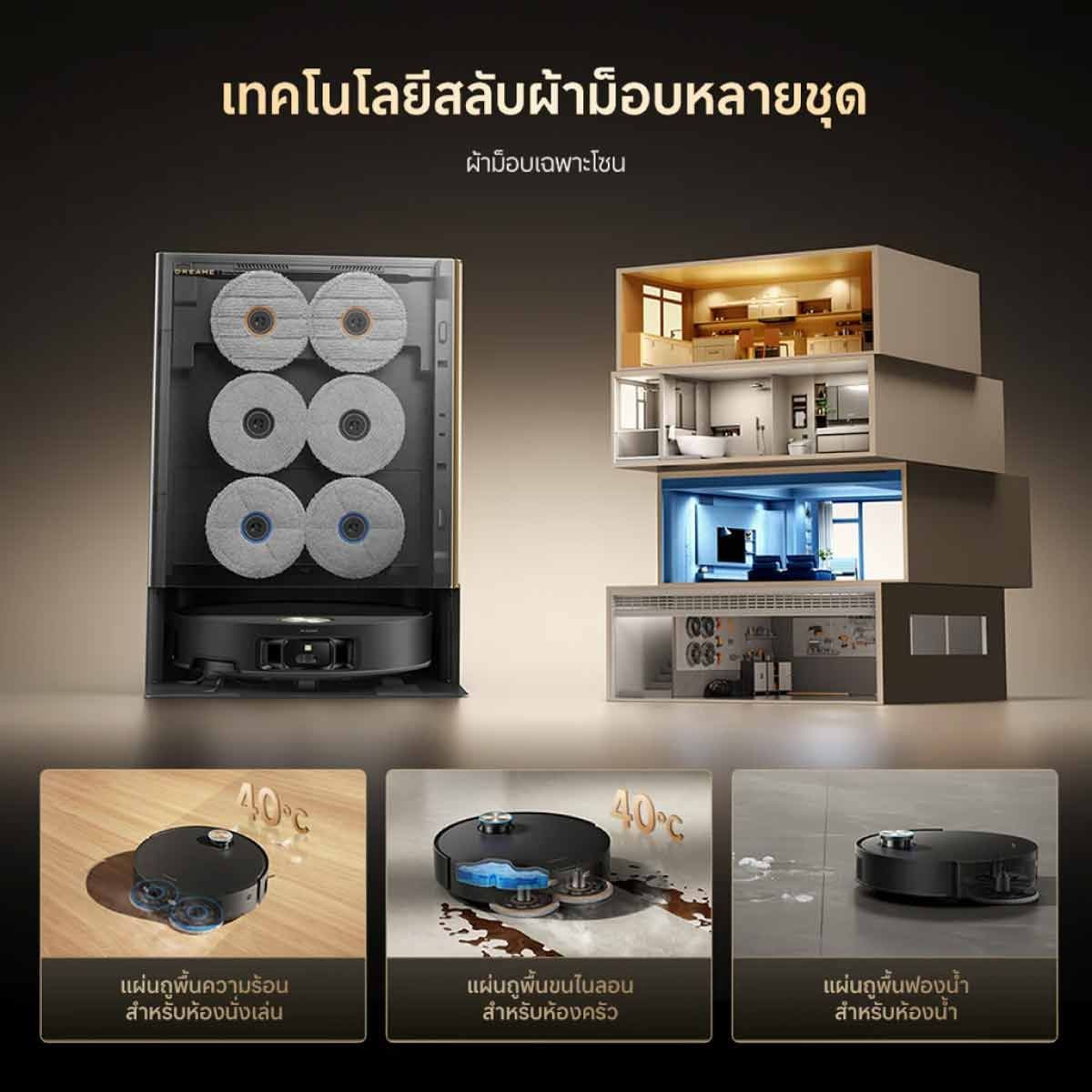 Dreame  เครื่องดูดฝุ่น-ถูพื้นสลับผ้าม็อบ 30,000PA รุ่น Matrix10 Ultra Black