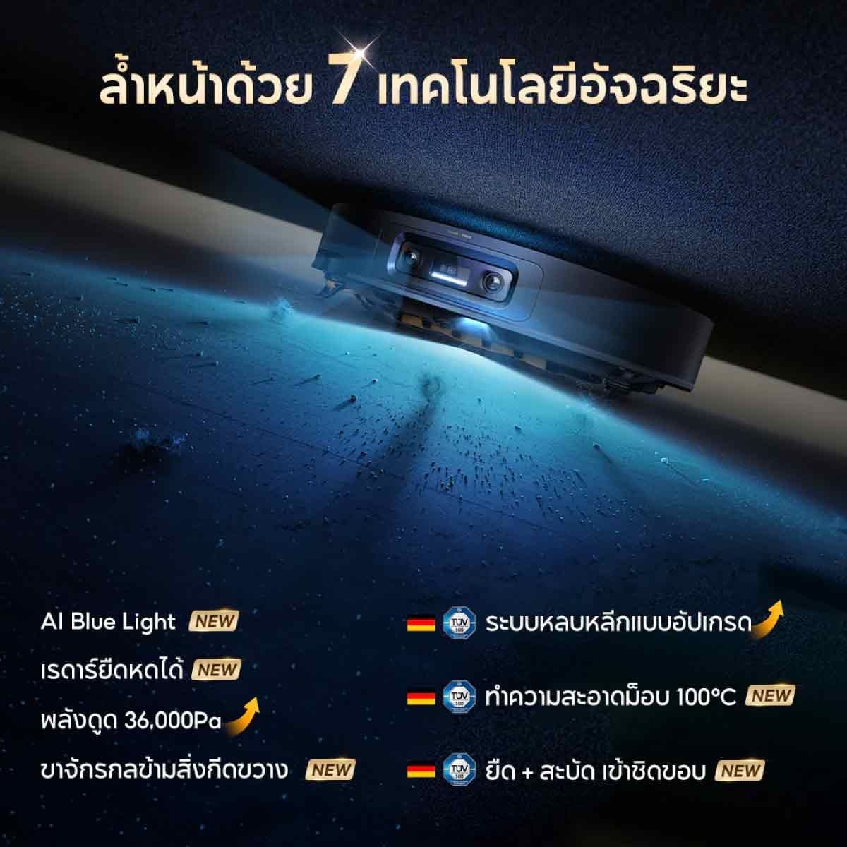 DREAME เครื่องดูดฝุ่นหุ่นยนต์+ถูพื้นDREAME แรงดูด36000Pa สีดำ รุ่นX60Ultra