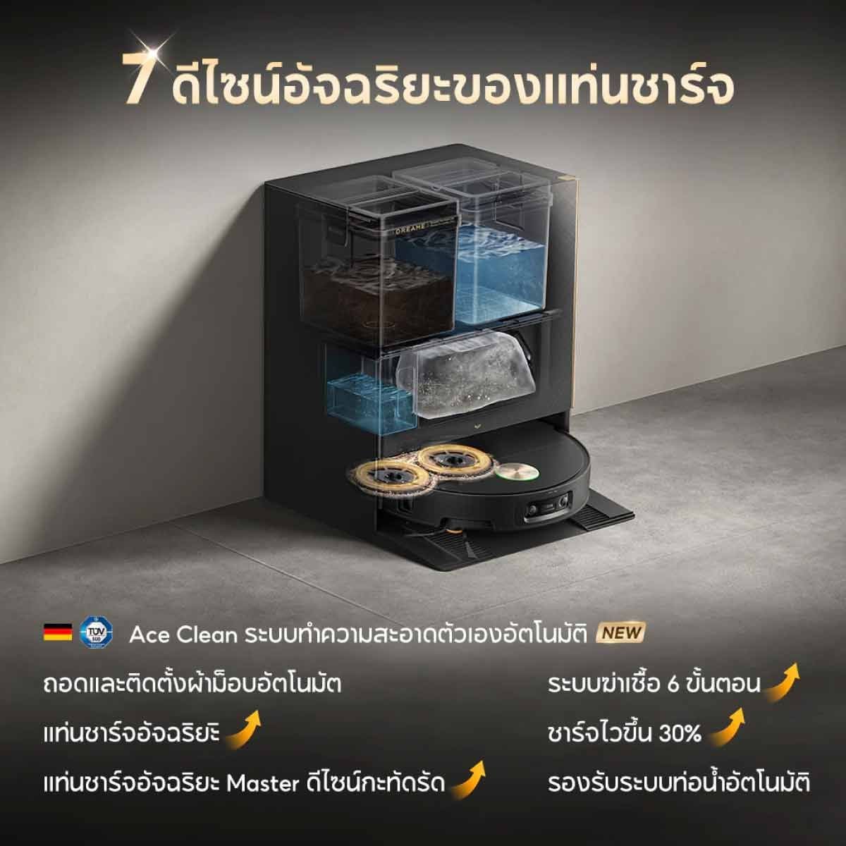 DREAME เครื่องดูดฝุ่นหุ่นยนต์+ถูพื้นDREAME แรงดูด36000Pa สีดำ รุ่นX60Ultra