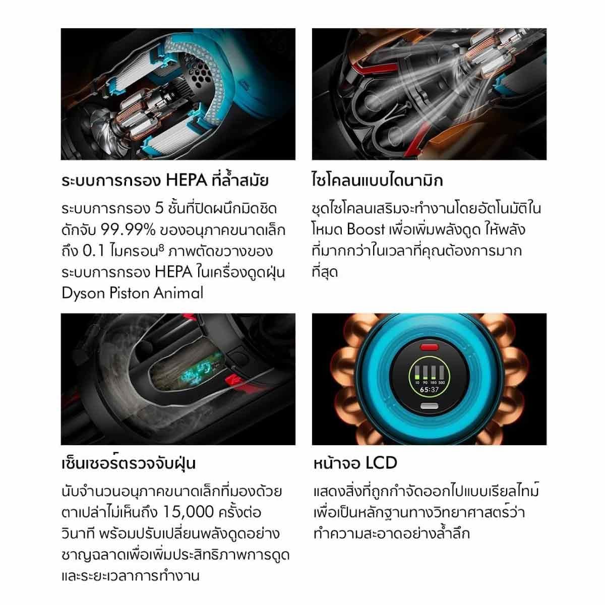 Dyson   เครื่องดูดฝุ่นไร้สาย  สีดำด้าน/คอปเปอร์  รุ่น V16 Piston Animal