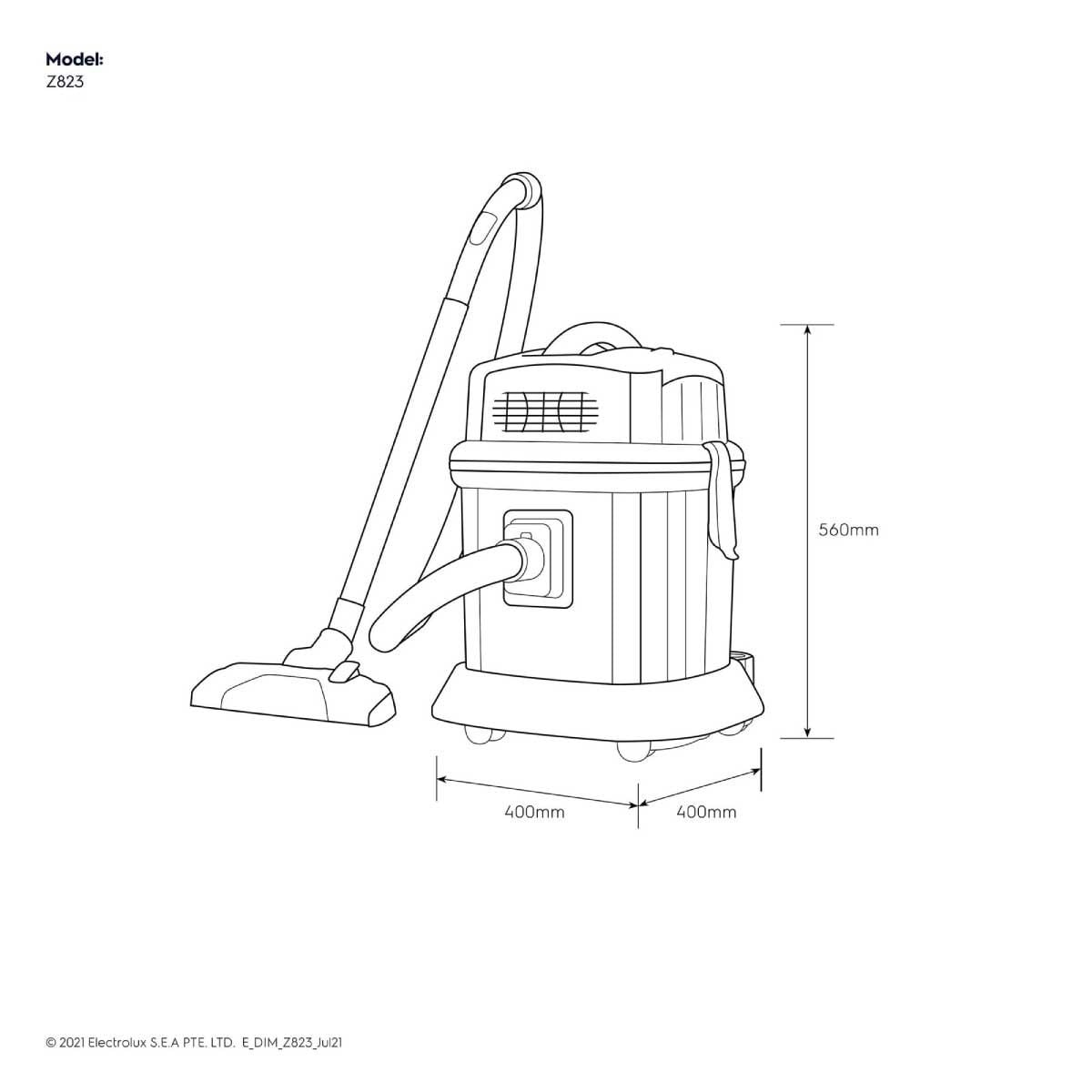 ELECTROLUX เครื่องดูดฝุ่นแบบถัง 20 ลิตร 1400 วัตต์ รุ่น Z823