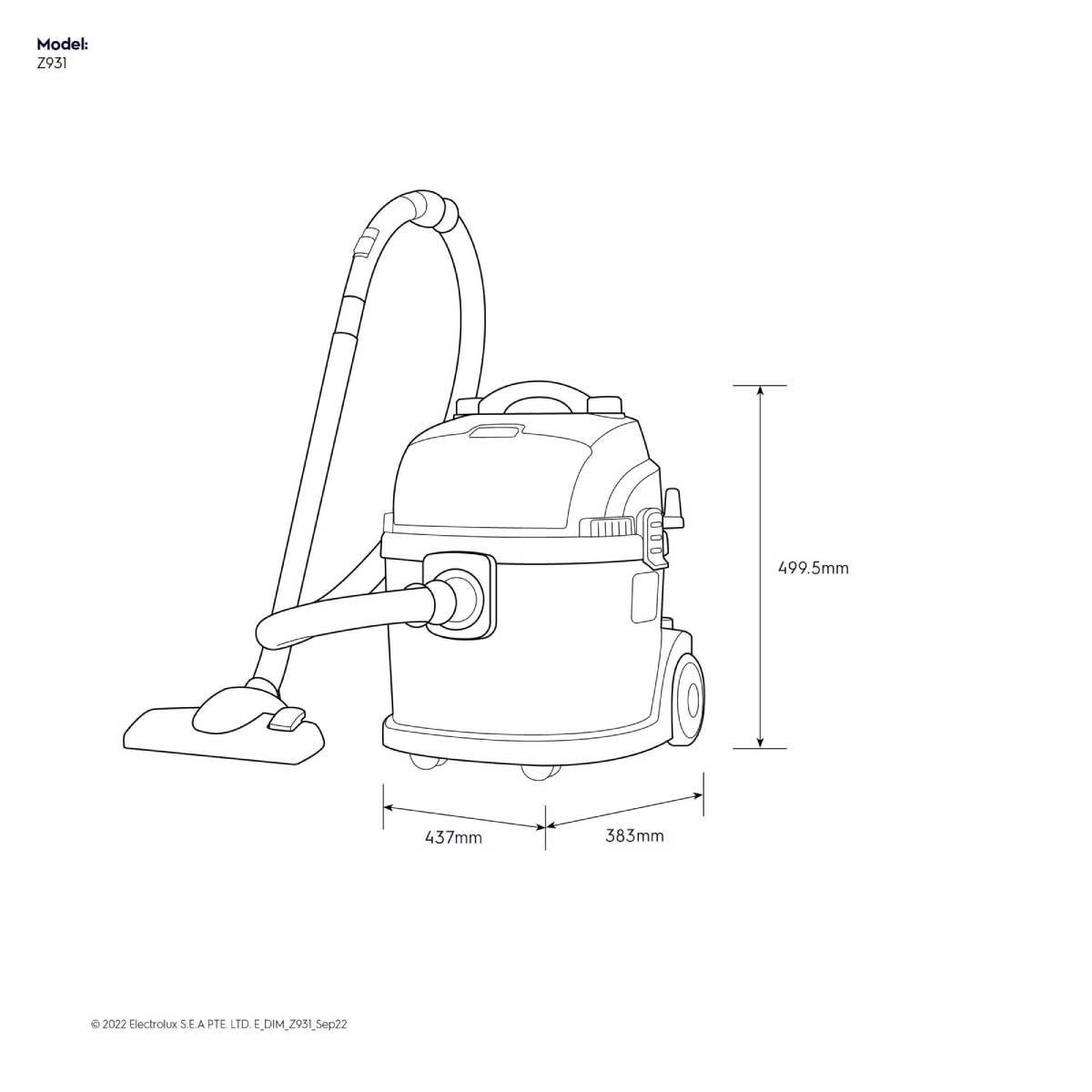 ELECTROLUX เครื่องดูดฝุ่นแบบถัง 30 ลิตร 1600วัตต์ รุ่น Z931